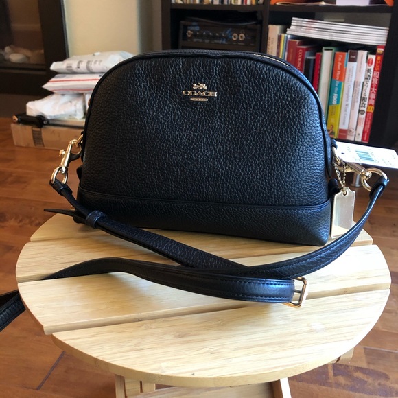 Coach Handbags - Make an offer! Coach black leather Crossbody dome